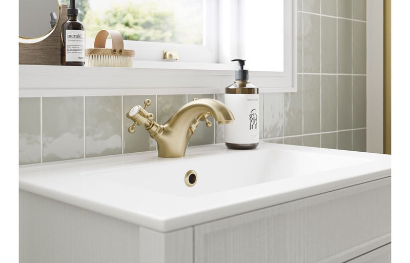 Stour Basin Mixer & Pop Up Waste - Brushed Brass 0.1 Bar - KPSB106803