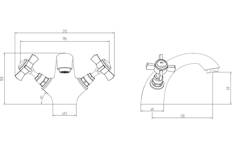 Stour Basin Mixer & Pop Up Waste - Brushed Brass 0.1 Bar - KPSB106803