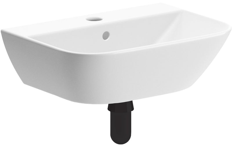 Ash 450x320mm 1TH Cloakroom Basin & Black Bottle Trap - KPSB106862