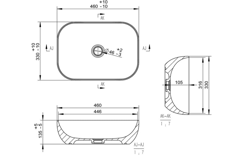 Wingham 460x330mm Ceramic Washbowl - White Marble Effect - KPSB106867