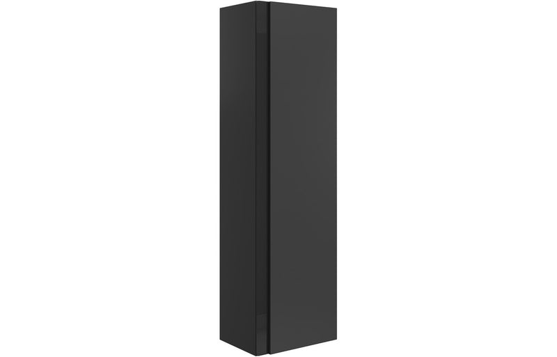 Iris 350mm Wall Hung 1 Door Tall Unit - Matt Black & Glass - KPSB106878