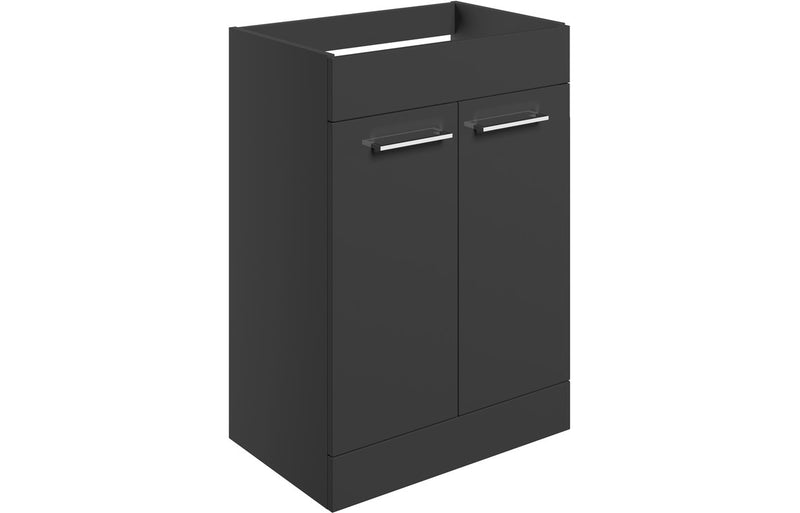 Willow 590mm Floor Standing 2 Door Basin Unit (No Top) - Anthracite Gloss - KPSB106917