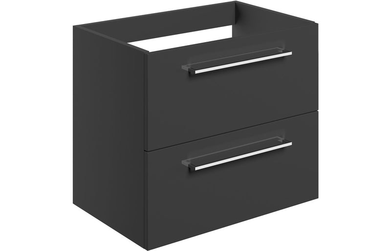 Willow 590mm Wall Hung 2 Drawer Basin Unit (No Top) - Anthracite Gloss - KPSB106920