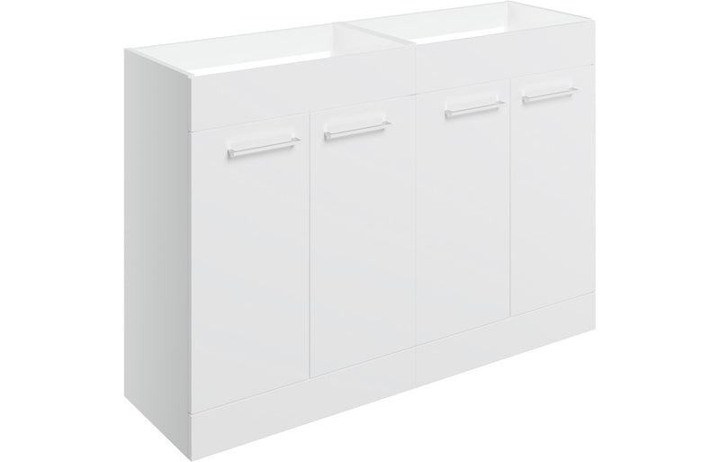Willow 1180mm Floor Standing 2 Door Basin Unit Run (No Top) - White Gloss - KPSB106921