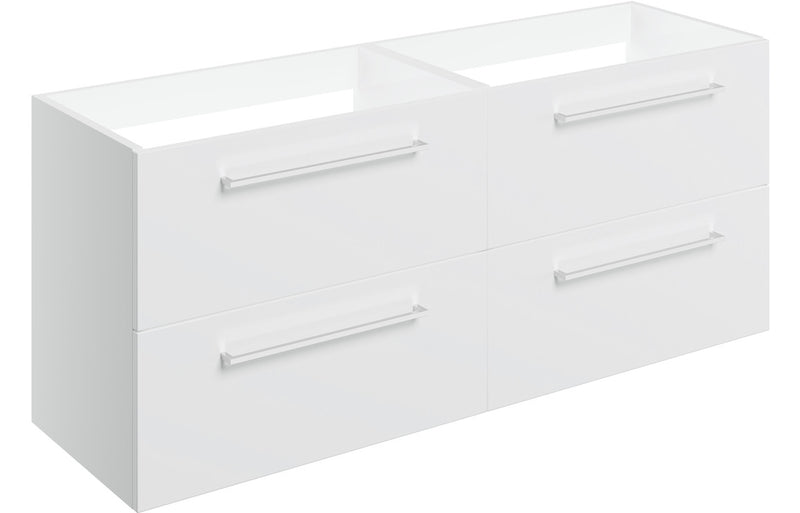 Willow 1180mm Wall Hung 2 Drawer Basin Unit Run (No Top) - White Gloss - KPSB106924