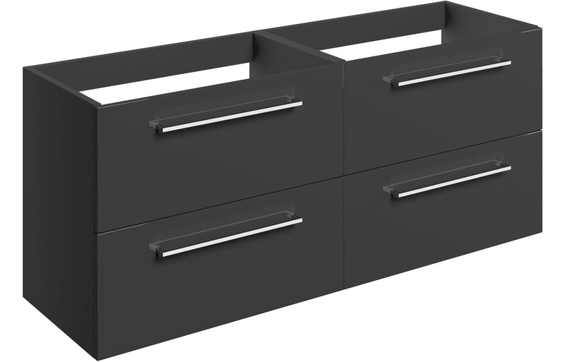 Willow 1180mm Wall Hung 2 Drawer Basin Unit Run (No Top) - Anthracite Gloss - KPSB106926