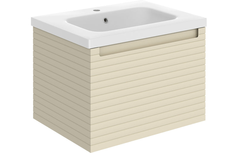 Lily 615mm Wall Hung 1 Drawer Basin Unit & 1TH Basin - Matt Cotton - KPSB106929