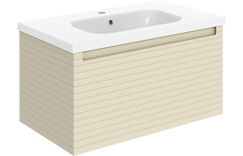 Lily 815mm Wall Hung 1 Drawer Basin Unit & Basin - Matt Cotton - KPSB106931