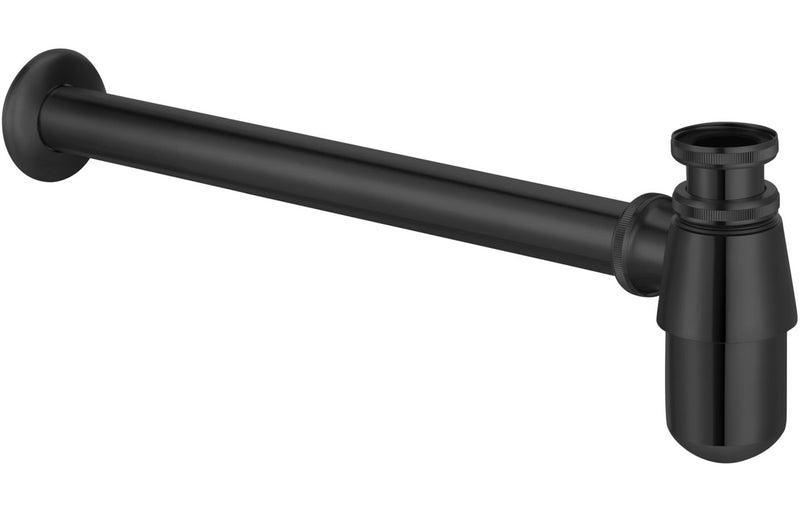 Jasmine 600mm Wall Hung Grey Marble Basin Shelf & Black Bottle Trap - KPSB106944