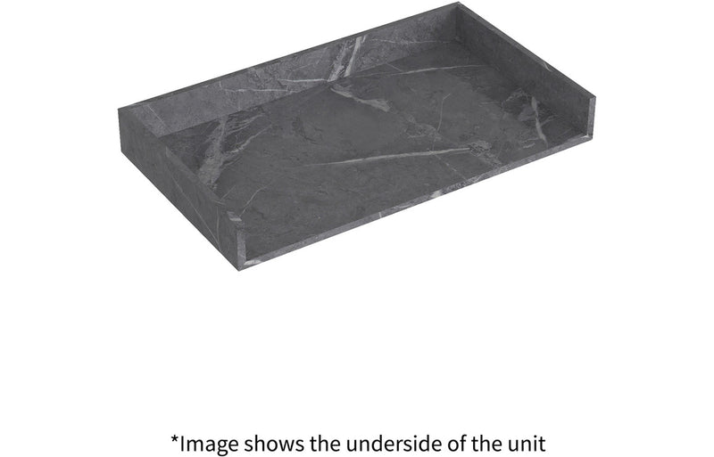 Jasmine 800mm Wall Hung Grey Marble Basin Shelf & Black Bottle Trap - KPSB106948