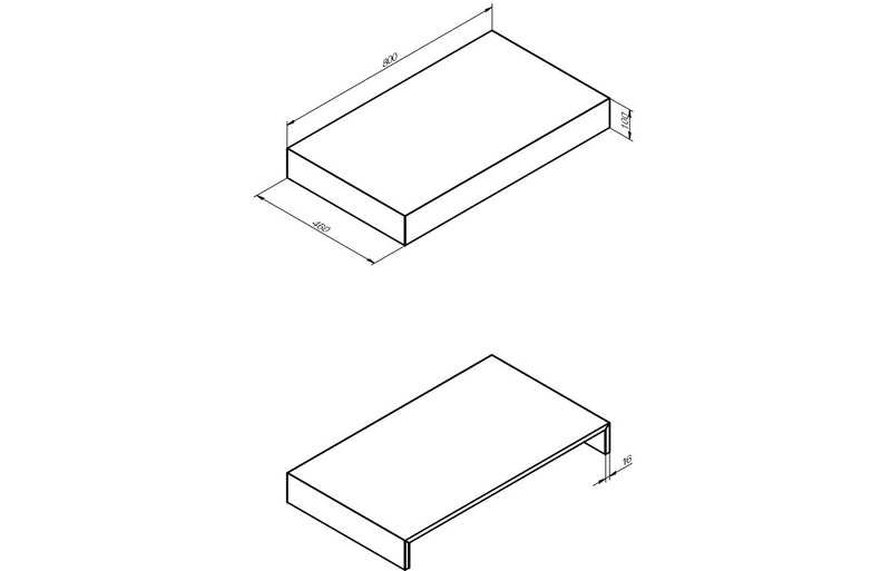 Jasmine 800mm Wall Hung Grey Marble Basin Shelf & Black Bottle Trap - KPSB106948