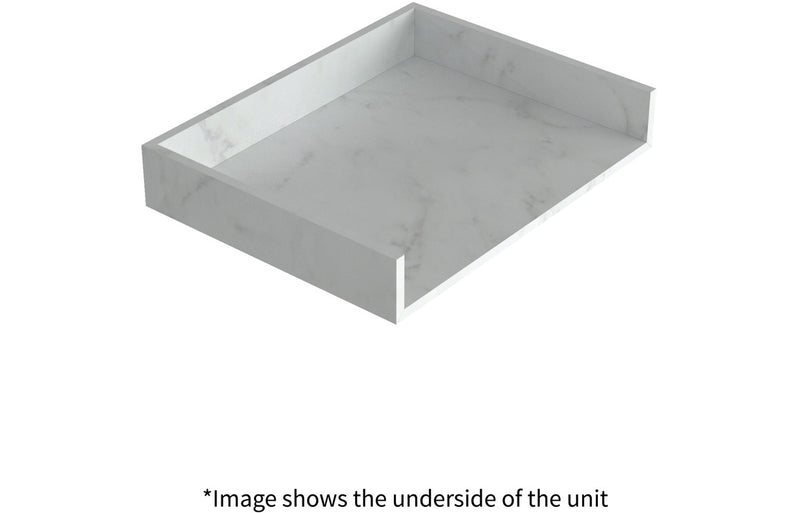 Jasmine 600mm Wall Hung White Marble Basin Shelf & Brushed Brass Bottle Trap - KPSB106959