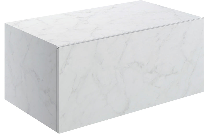 Jasmine 800mm Wall Hung Storage Drawer - White Marble - KPSB106966