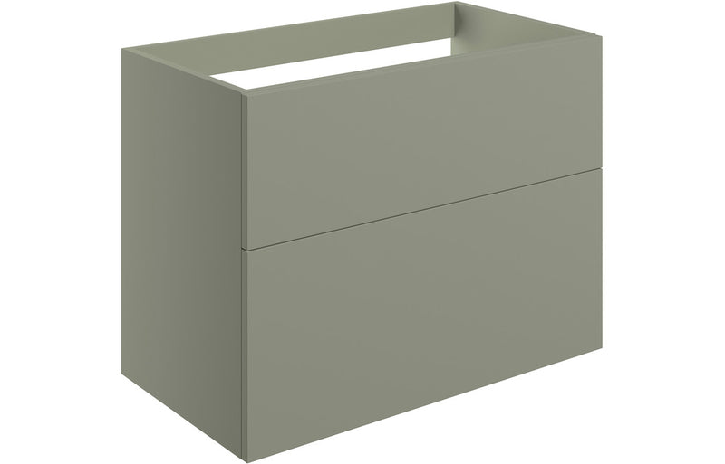 Violet 790mm Wall Hung 2 Drawer Basin Unit (No Top) - Matt Olive Green - KPSB106976