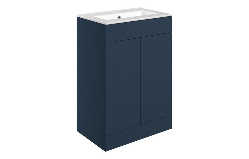 Violet 610mm Floor Standing 2 Door Basin Unit & 1TH Basin - Matt Deep Blue - KPSB106988