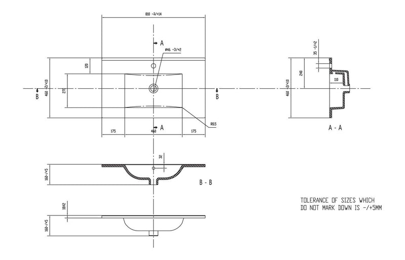 Violet 815mm Wall Hung 2 Drawer Basin Unit & 1TH Basin - Matt Latte - KPSB106993