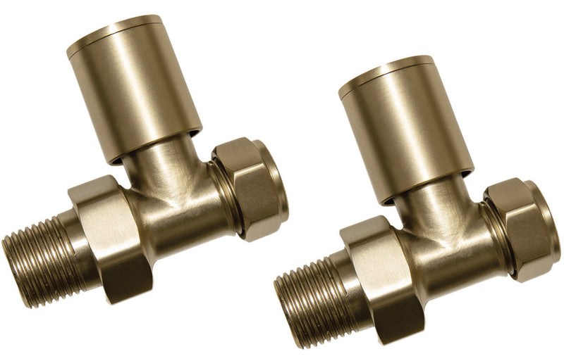Patterned Brushed Brass Radiator Valves - Straight - KPSB107159