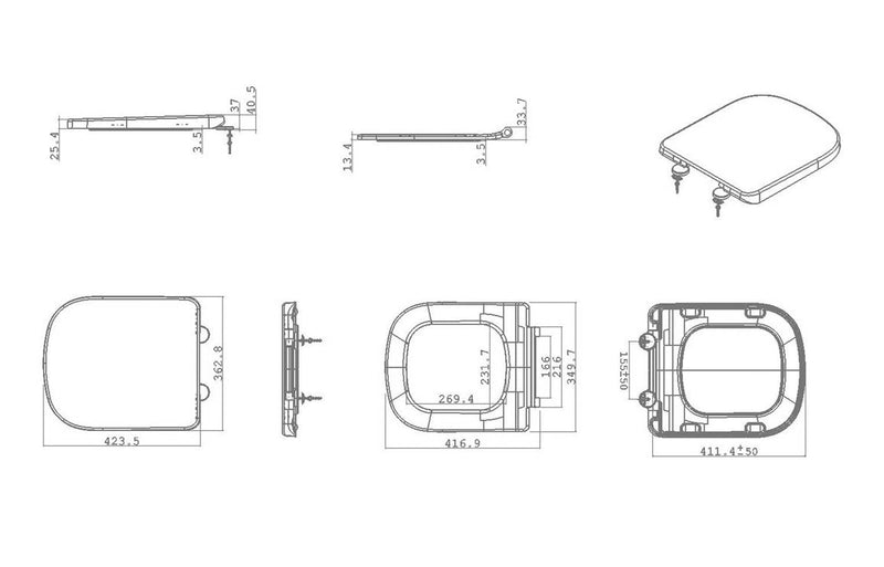 Herne Square Soft Close Toilet Seat - White - KPSB107409
