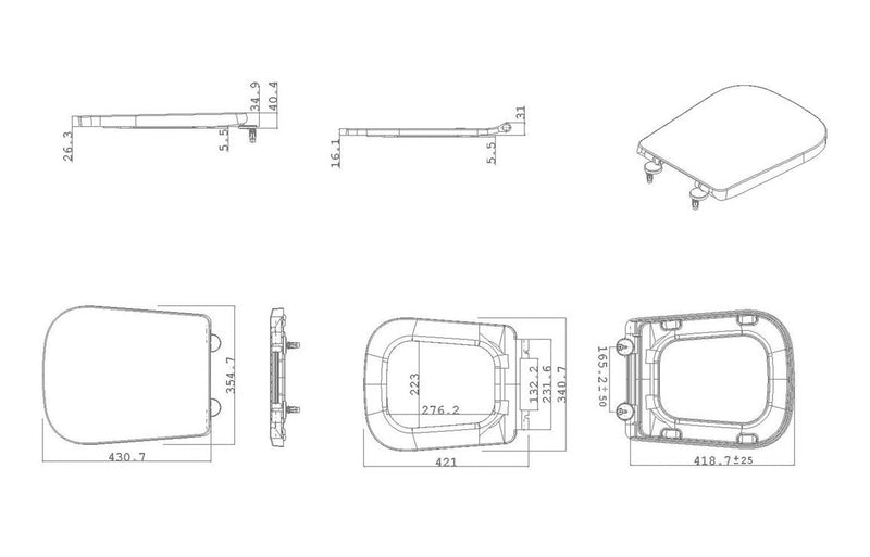 Marden Square Soft Close Toilet Seat - White - KPSB107411