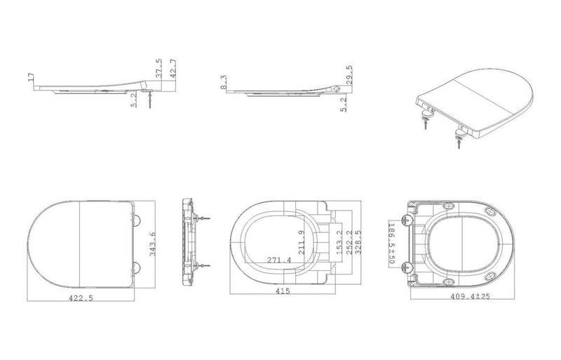 Otford Slim Soft Close Toilet Seat - White - KPSB107428