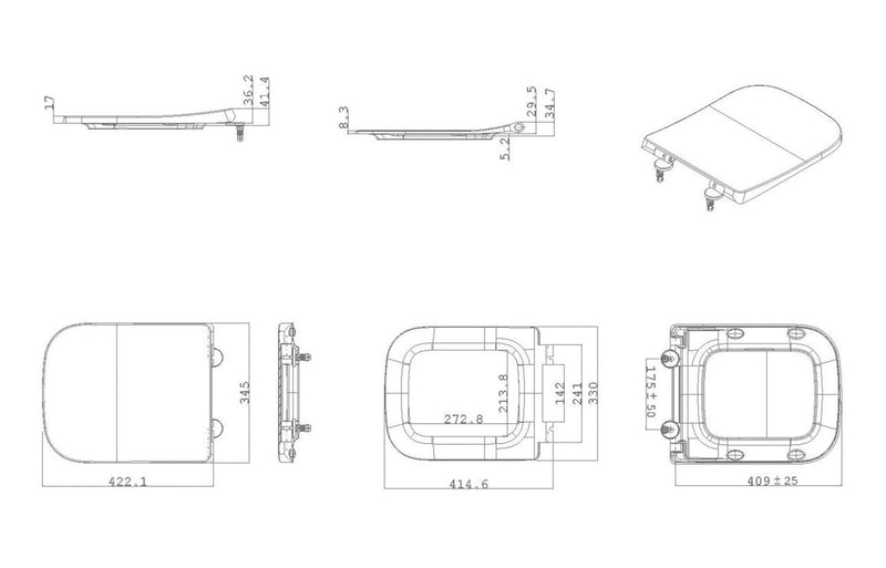 Herne Square Soft Close Toilet Seat (Slim Depth) - White - KPSB107429