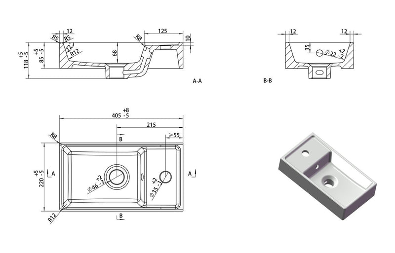 Willow 410mm Floor Standing 1 Door Basin Unit & 1TH Basin - Oak - KPSB107485