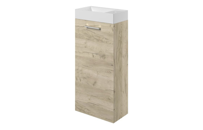 Willow 410mm Floor Standing 1 Door Basin Unit & 1TH Basin - Oak - KPSB107485