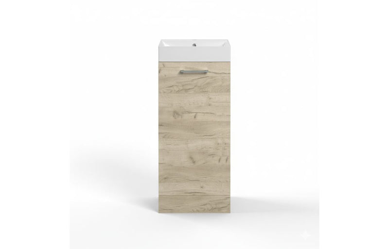 Willow 410mm Floor Standing 1 Door Basin Unit & 1TH Basin - Oak - KPSB107485