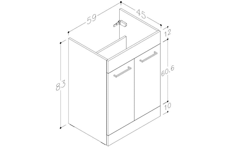 Willow 610mm Floor Standing 2 Door Basin Unit & 1TH Thin Edge Basin - Oak - KPSB107487