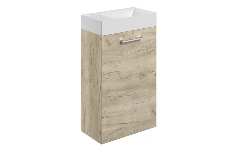 Willow 410mm Wall Hung 1 Door Basin Unit & 1TH Basin - Oak - KPSB107489