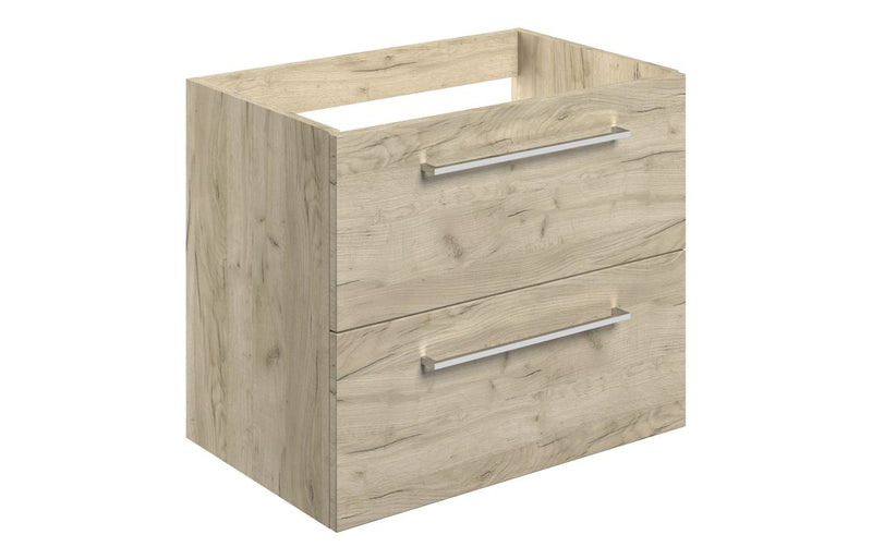 Willow 590mm Wall Hung 2 Drawer Basin Unit (No Top) - Oak - KPSB107493
