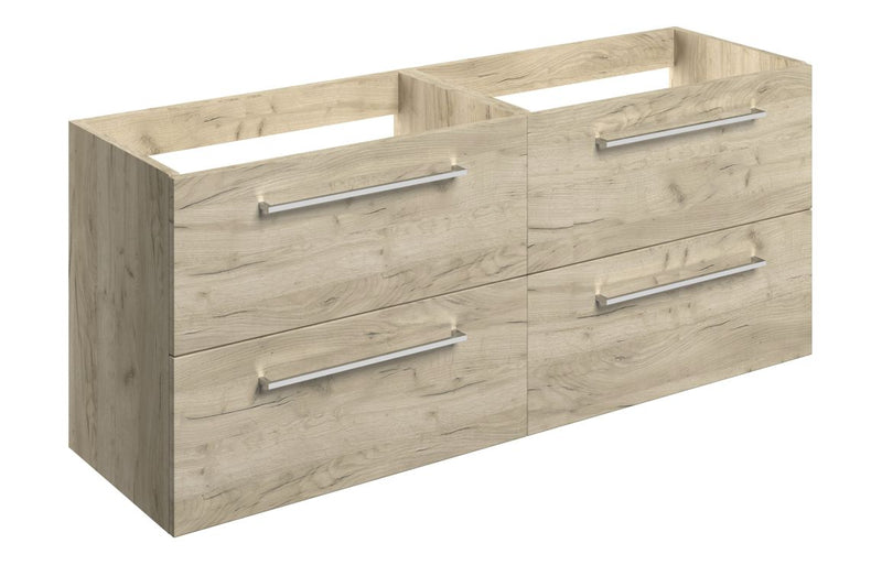 Willow 1180mm Wall Hung 2 Drawer Basin Unit Run (No Top) - Oak - KPSB107494