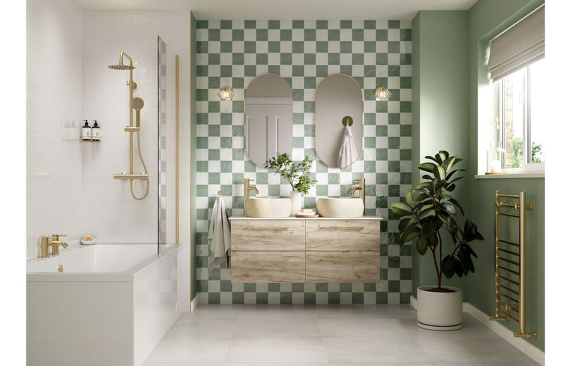 Willow 1180mm Wall Hung 2 Drawer Basin Unit Run (No Top) - Oak - KPSB107494