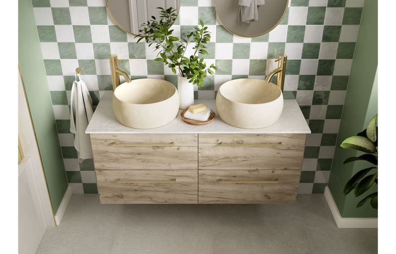 Willow 1180mm Wall Hung 2 Drawer Basin Unit Run (No Top) - Oak - KPSB107494