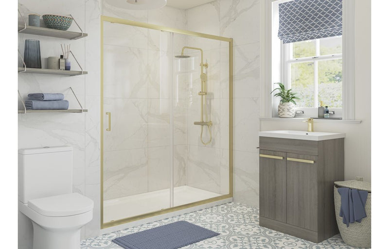 Vista 1000mm Sliding Door - Brushed Brass - KPSB107506