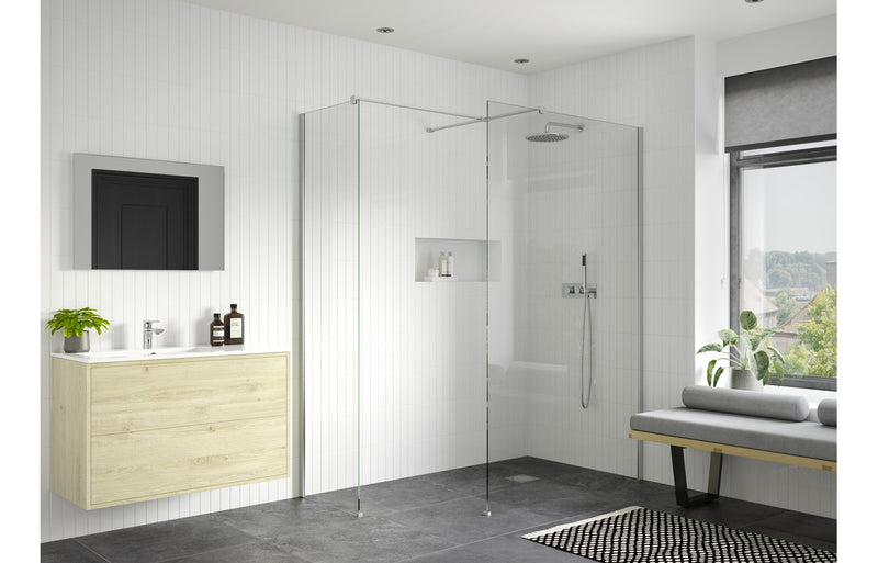 Crystal 900mm Wetroom Side Panel & Arm - Chrome - KPSB107526