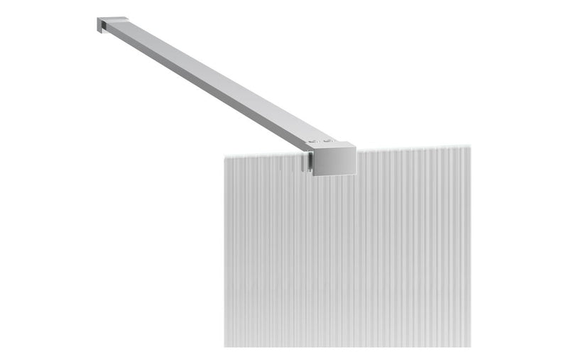 Crystal 800mm Fluted Wetroom Panel & Side Panel Arm - Chrome - KPSB107534