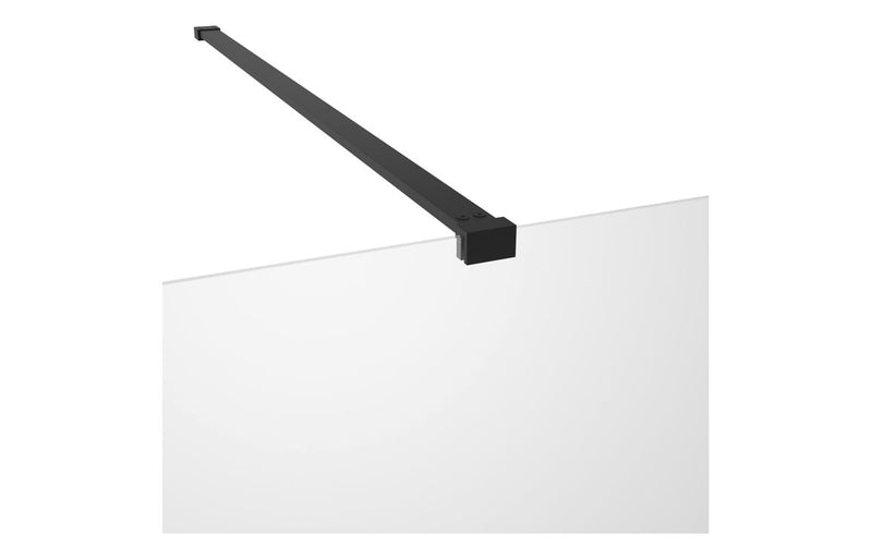 Crystal 900mm Wetroom Panel & Support Bar - Black - KPSB107541