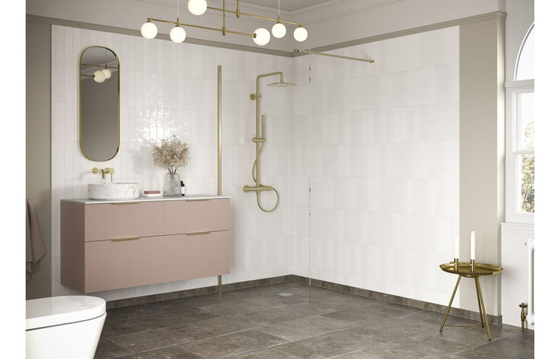 Crystal 900mm Wetroom Panel & Support Bar - Brushed Brass - KPSB107565
