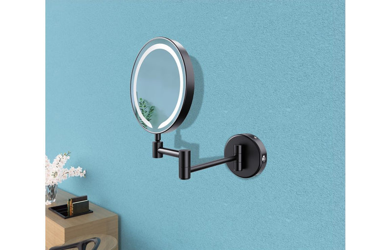 Alice Round LED Cosmetic Mirror - Black - KPSB107588