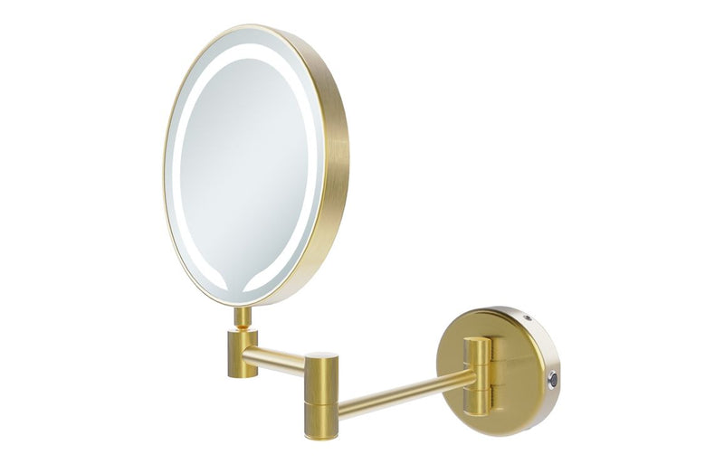 Alice Round LED Cosmetic Mirror - Brushed Brass - KPSB107589