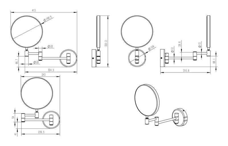 Laura Round Cosmetic Mirror - Chrome - KPSB107592