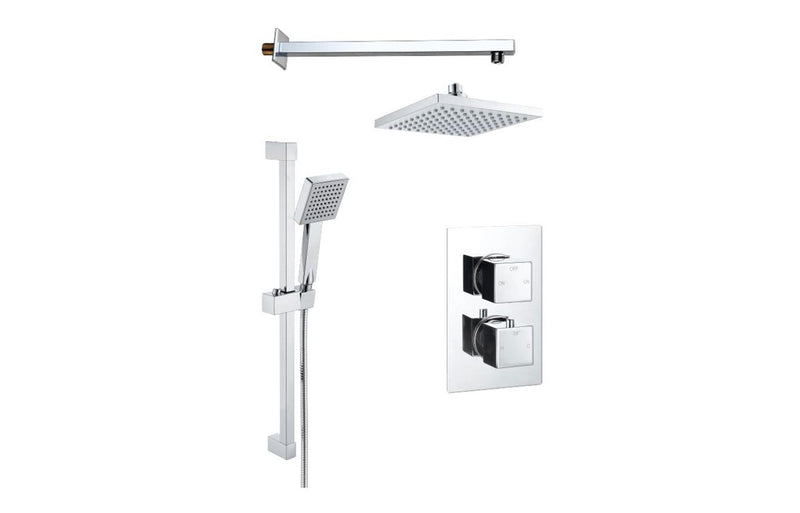 Square Concealed Valve Head & Arm Shower Pack - Chrome - KPSB108088