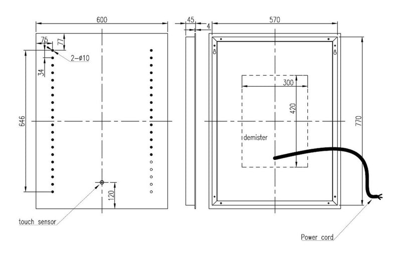 Emma 600x800mm Rectangle Front-Lit LED Mirror - KPSB108107
