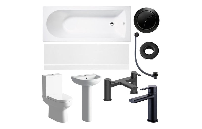 Rainham Full Suite & Bath w/Black Finishes - KPSB108110