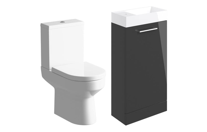 Willow 410mm F/S Basin Unit & C/C Toilet Pack - Anthracite Gloss - KPSB108115