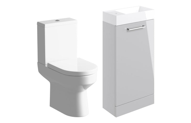 Willow 410mm F/S Basin Unit & C/C Toilet Pack - Grey Gloss - KPSB108116