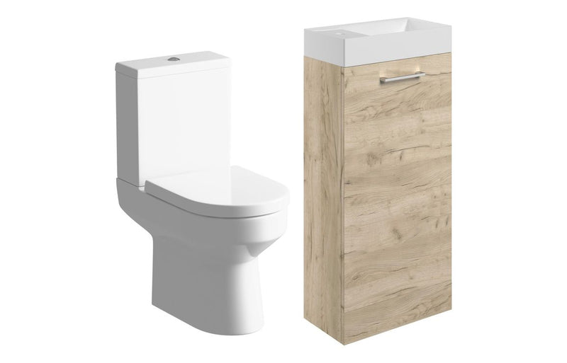 Willow 410mm F/S Basin Unit & C/C Toilet Pack - Oak - KPSB108118
