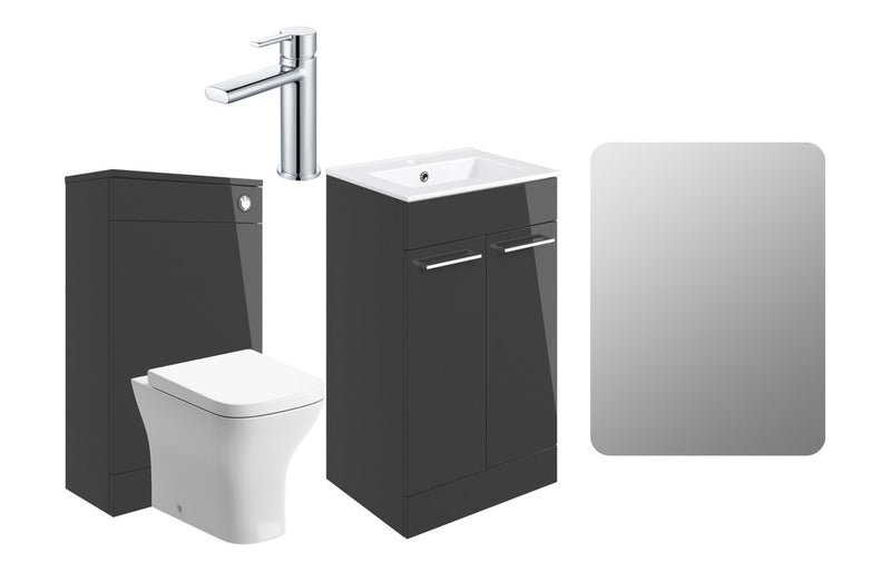 Willow 510mm F/S Furniture Pack - Anthracite Gloss w/Chrome Finishes - KPSB108125