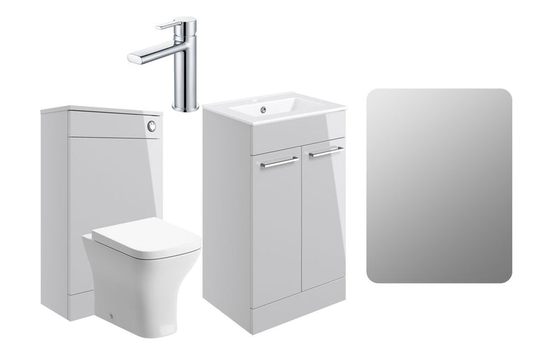 Willow 510mm F/S Furniture Pack - Grey Gloss w/Chrome Finishes - KPSB108126